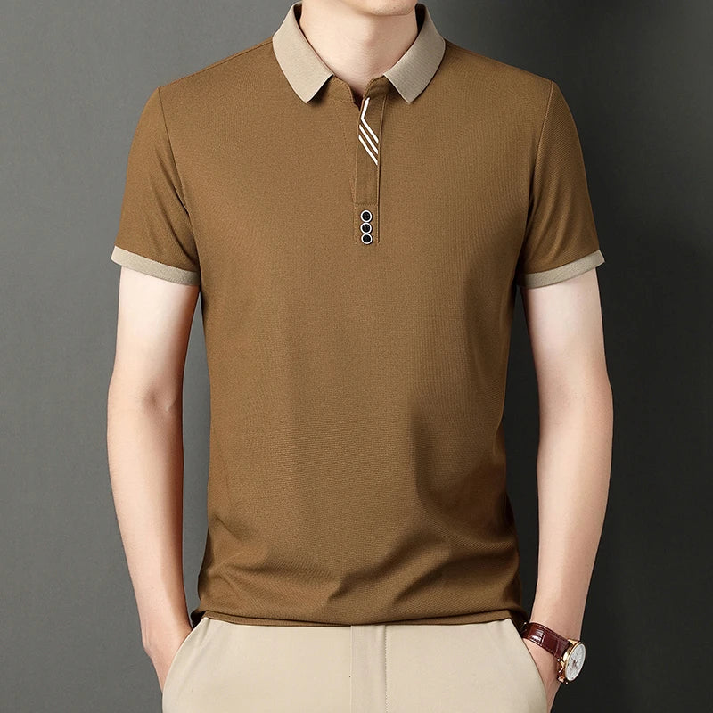 Men’s Solid Color Casual Short Sleeve Polo Shirt