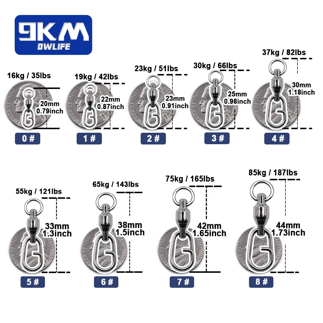 Fishing Swivels Snap & Ball Bearing Swivel Connectors Set