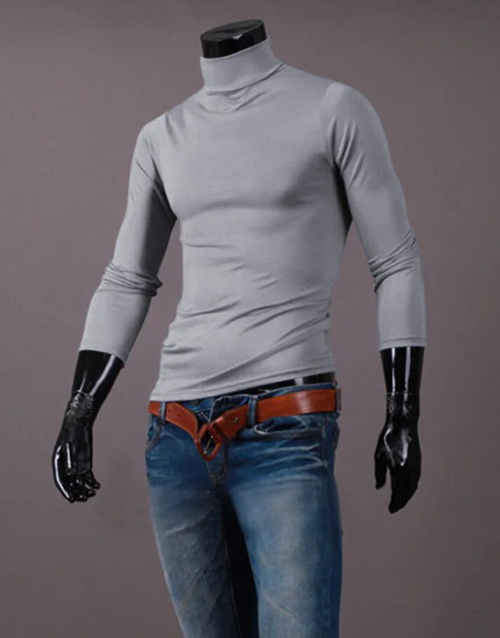 Men’s Thermal Underwear Top – High Neck Slim Fit Long Sleeve Shirt for Winter Warmth