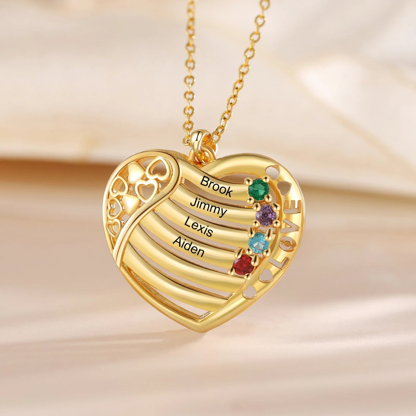 Valentine's Day Gold Color Personalized Heart Necklace