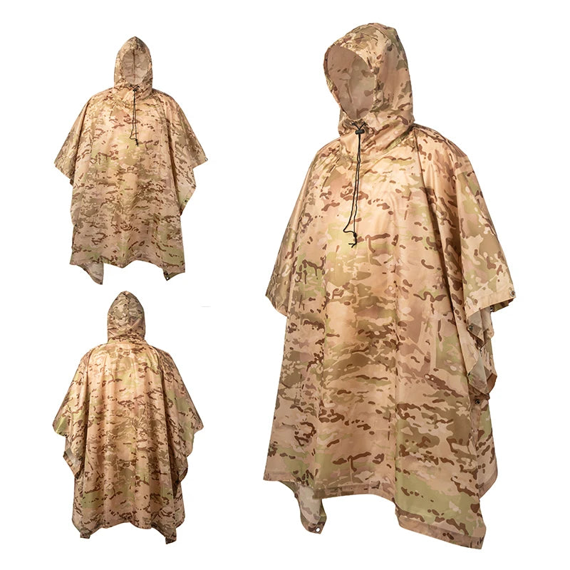 Multifunctional Raincoat Waterproof Poncho – Camouflage Cover for Camping, Hunting, Shelter, and Emergency Use