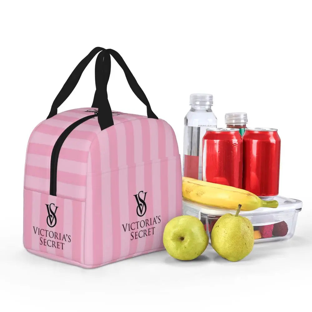 V-Victoria's Secret Stripe Insulated Lunch Bag