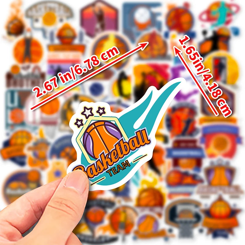 50PCS Trendy Cool Motivational Sport Slam Dunk Cartoon Basketball Stickers