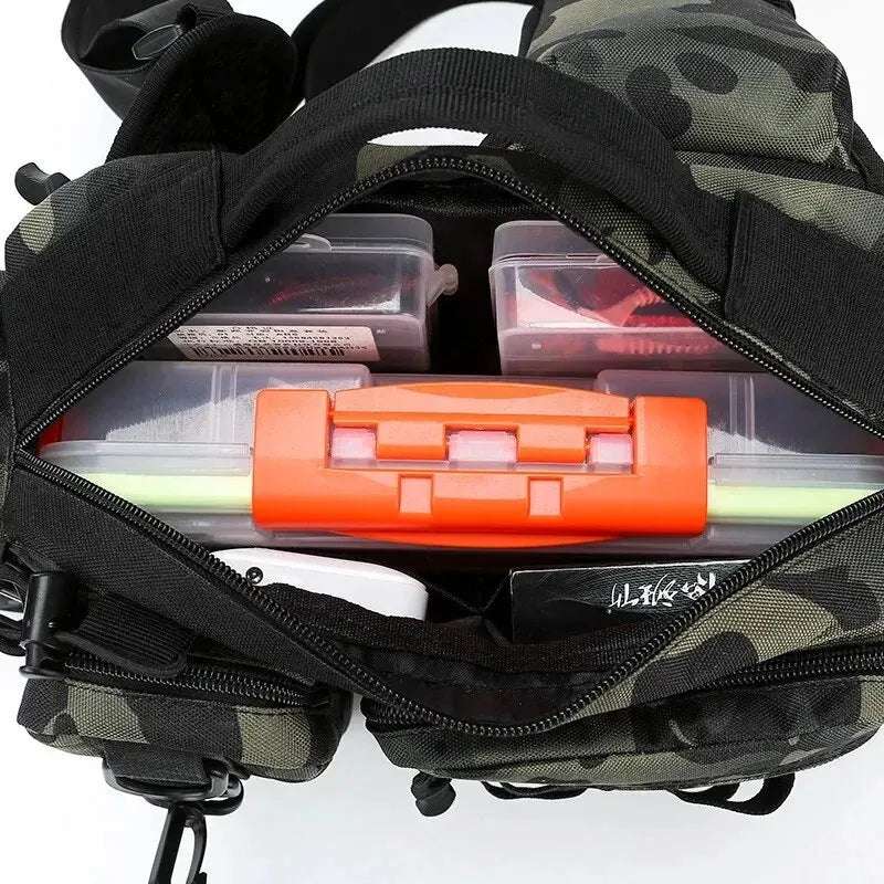 Fishing Tackle Backpack with Rod Holder & Gear Storage Bag – Sling Shoulder Pack for Men