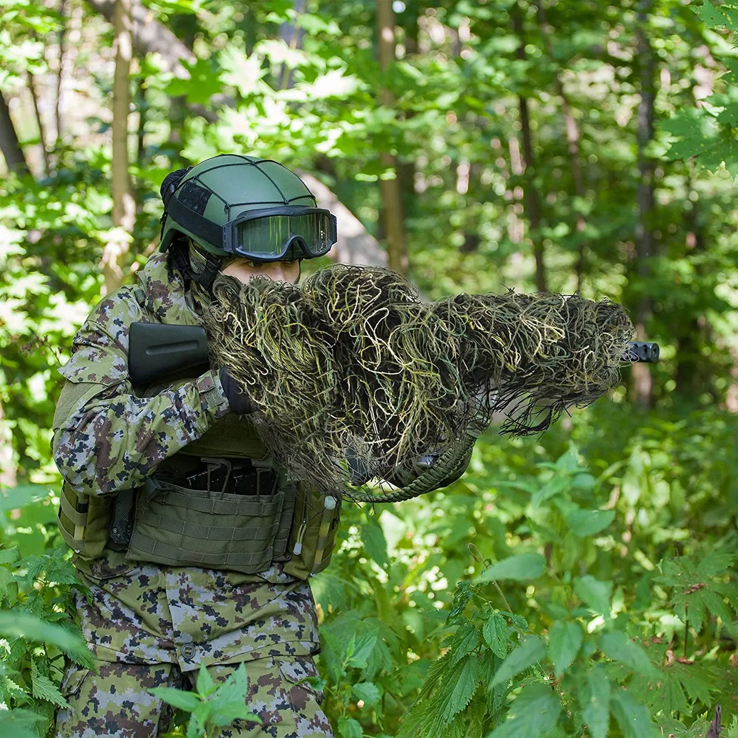 Grass Type Hunting Rifle Wrap Rope – Camouflage Cover for Ghillie Suits, Sniper, and Paintball Hunting