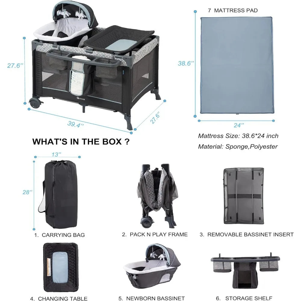 5-in-1 Multifunctional Pack and Play by Qutanix
