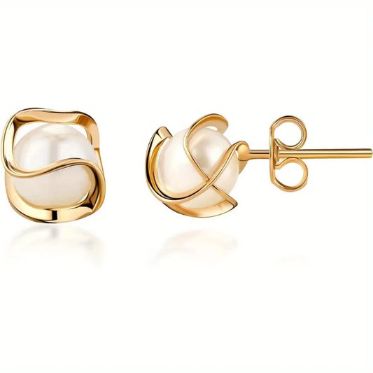 18K Gold Plated Cage Stud Earrings