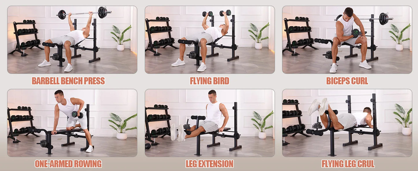 Weight Bench Set with Squat Rack & Leg Extension