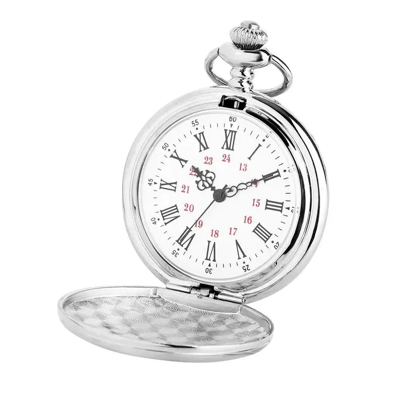 Pocket Watch with Chain Retro Engraving Numeral Watch
