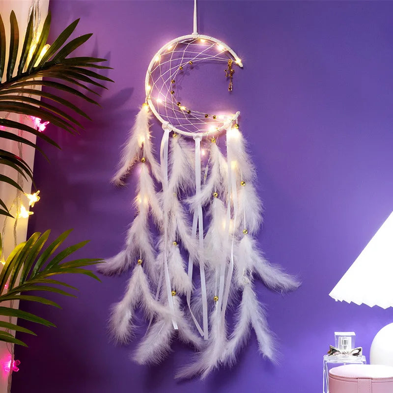 Moon Dream Catcher Feather Wind Chimes