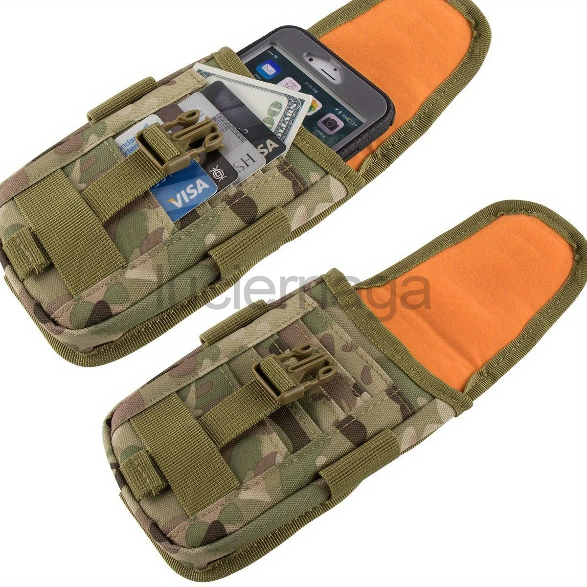 LUC Tactical MOLLE Pouch with US Flag Patch – Belt Waist Bag for 6.7" Cell Phone, D-Ring, & Gear Clip