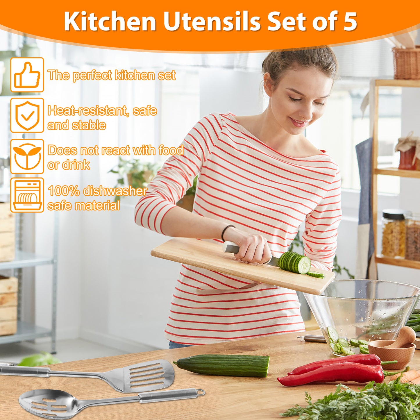 5-Piece Stainless Steel Kitchen Utensil Set