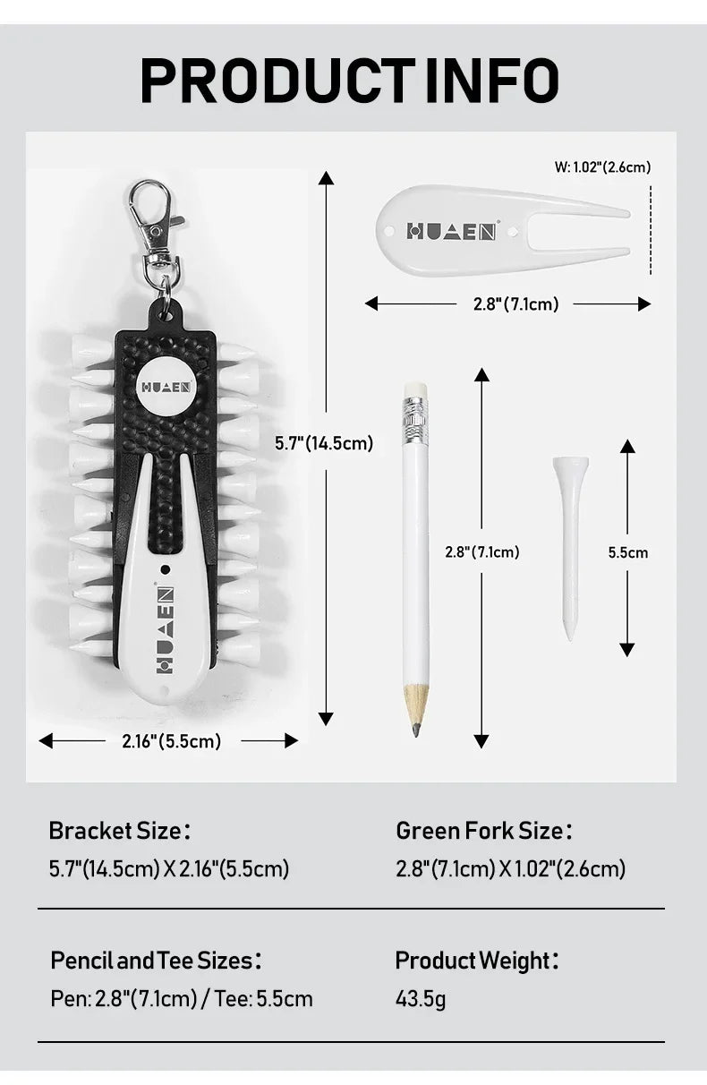 OTAUTAU Golf Tee Rack with 12pcs Tees, Green Fork, and Pencil (Model TC001)