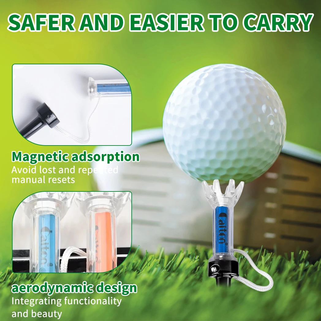 Caiton Magnetic Plastic Golf Tee Set – 5-Piece Durable Tees with 360° Bounce Design for Enhanced Performance