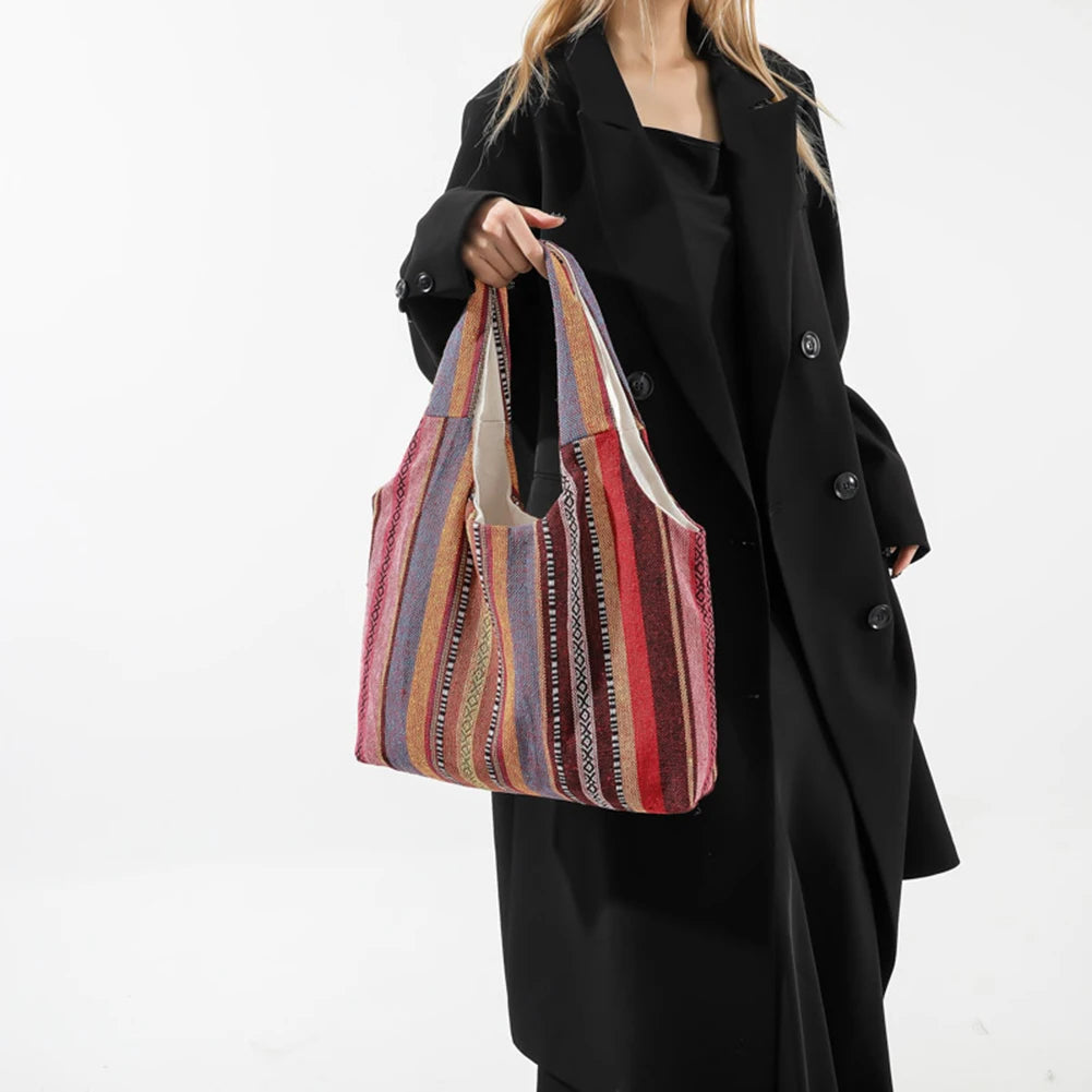 Canvas Striped Boho Handbag